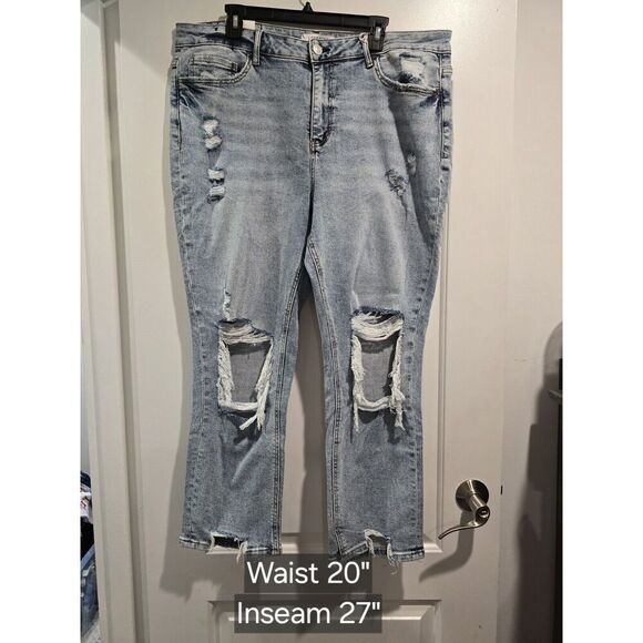 Lovervet by Vervet High Rise Straight Leg Jeans, Distressed,‎ Light Size 20, NWT - Picture 1 of 14
